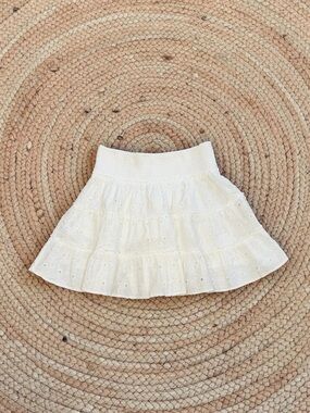 American Eagle NWOT White Eyelet Smocked Tiered Skirt Size Medium